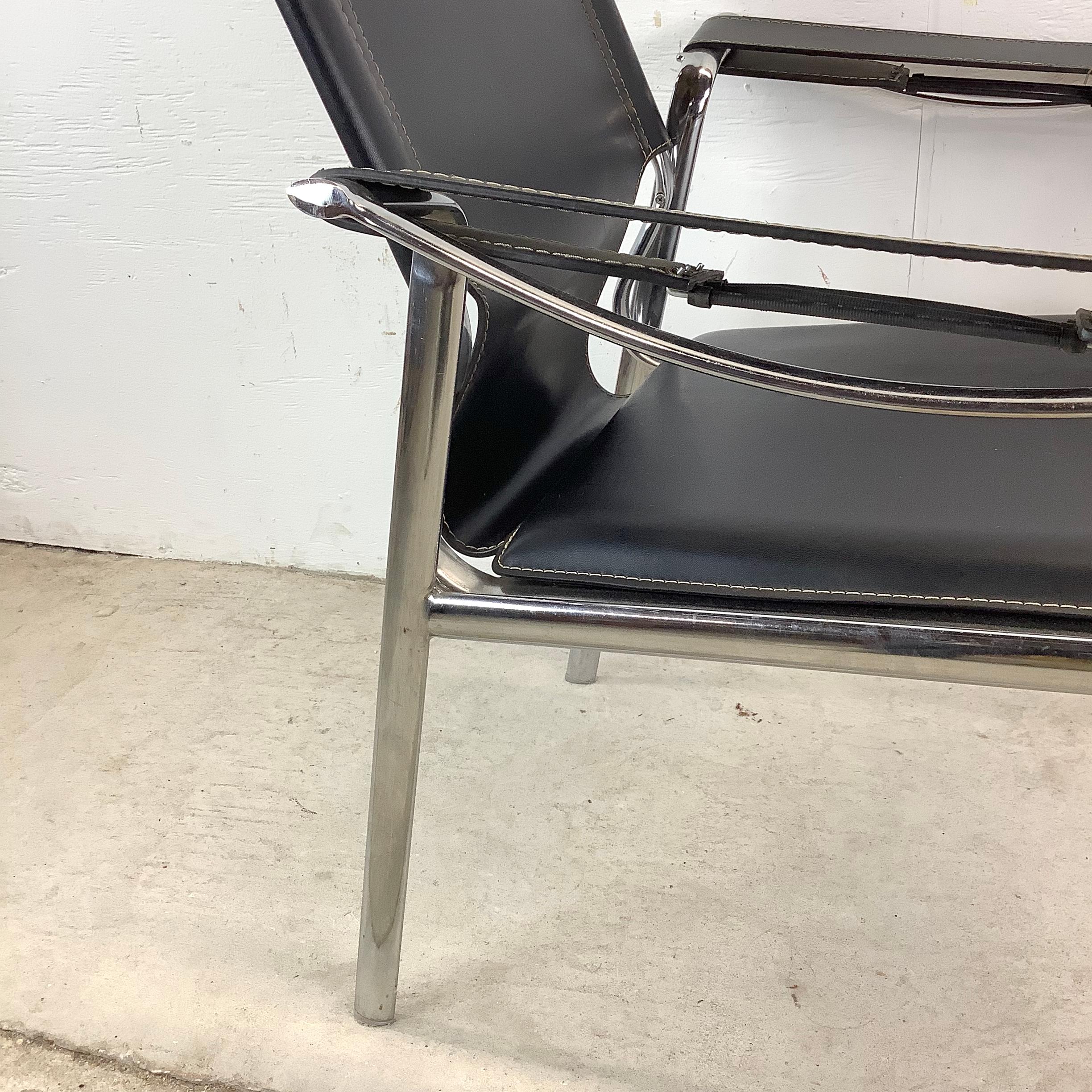 Fauteuil club vintage moderne en cuir et chrome après Mart Stam en vente 8