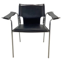 Vintage Modern Leather And Chrome Club Chair nach Mart Stam