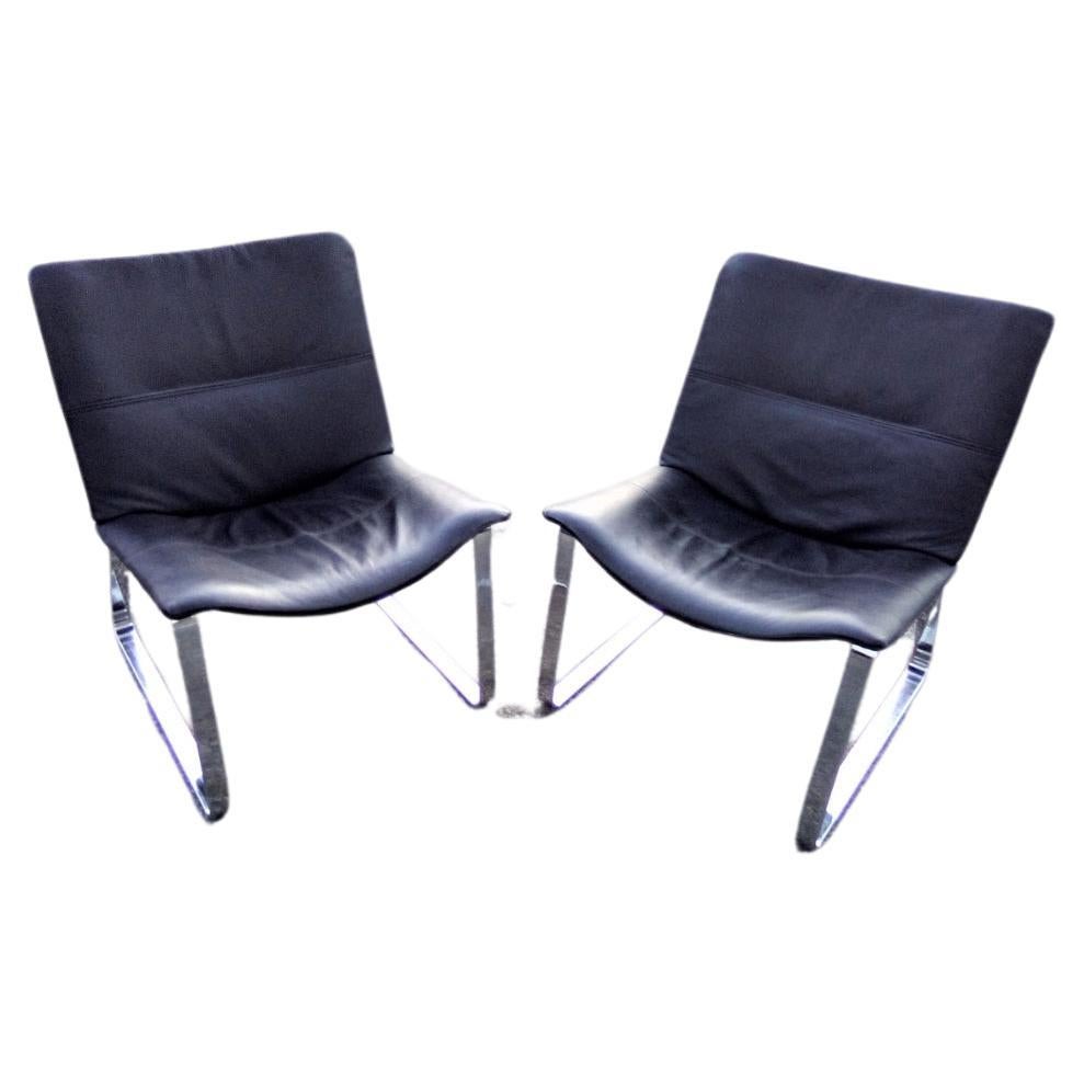 Vintage Modern Leather and Steel BoConcept Jet Chair For Sale