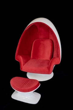 Vintage Modern Lee West Alpha Style Egg Chair and Ottoman