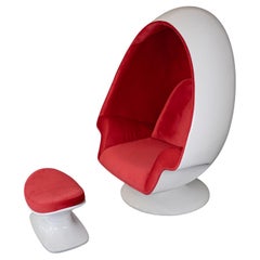 Vintage Modern Lee West Alpha Style Egg Chair and Ottoman