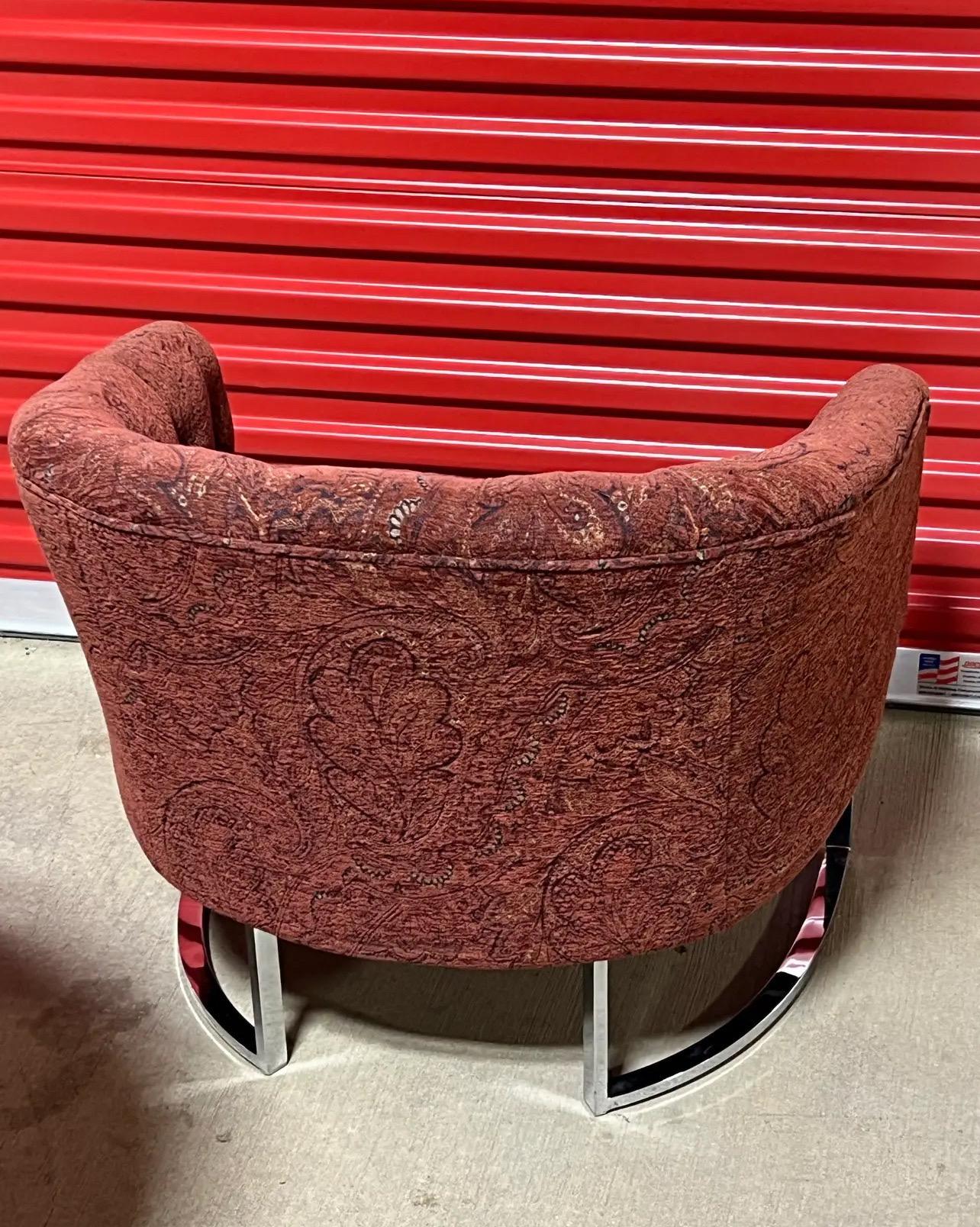 Paire de fauteuils de salon modernes vintage d'après Milo Baughman Bon état - En vente à Esperance, NY