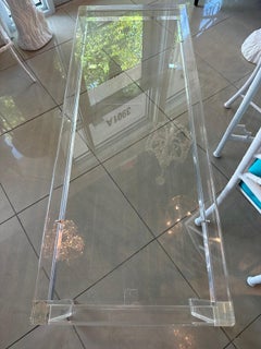 Vintage Modern Lucite Coffee Cocktail Table Glass Top Rectangle