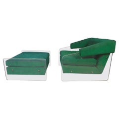 Vintage Modern Lucite Lounge Chair and Ottoman