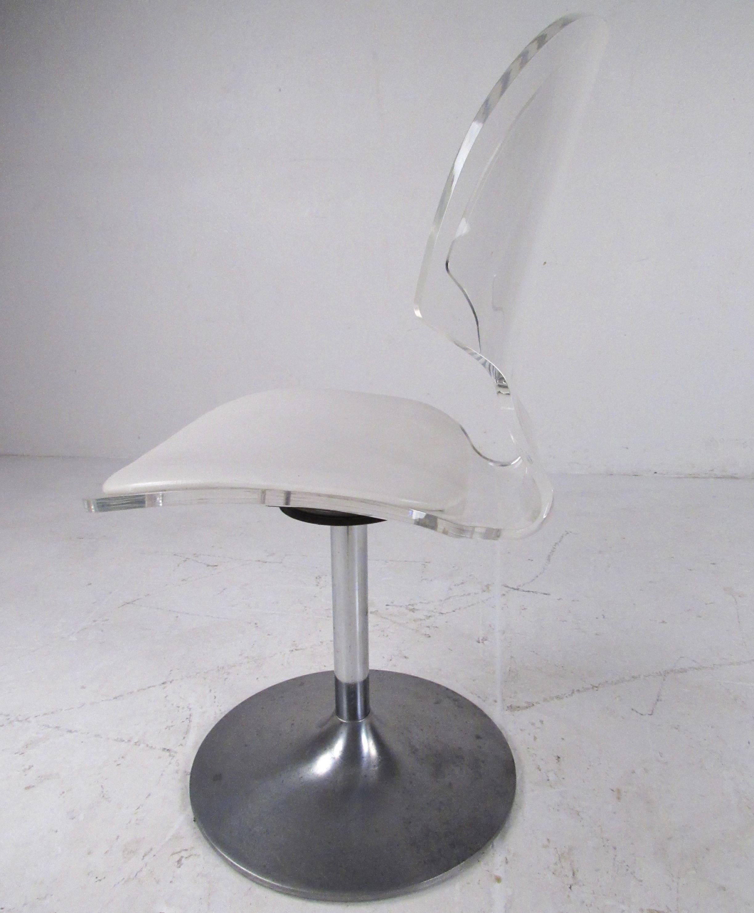 Mid-Century Modern Vintage Modern Lucite Swivel Side Chair