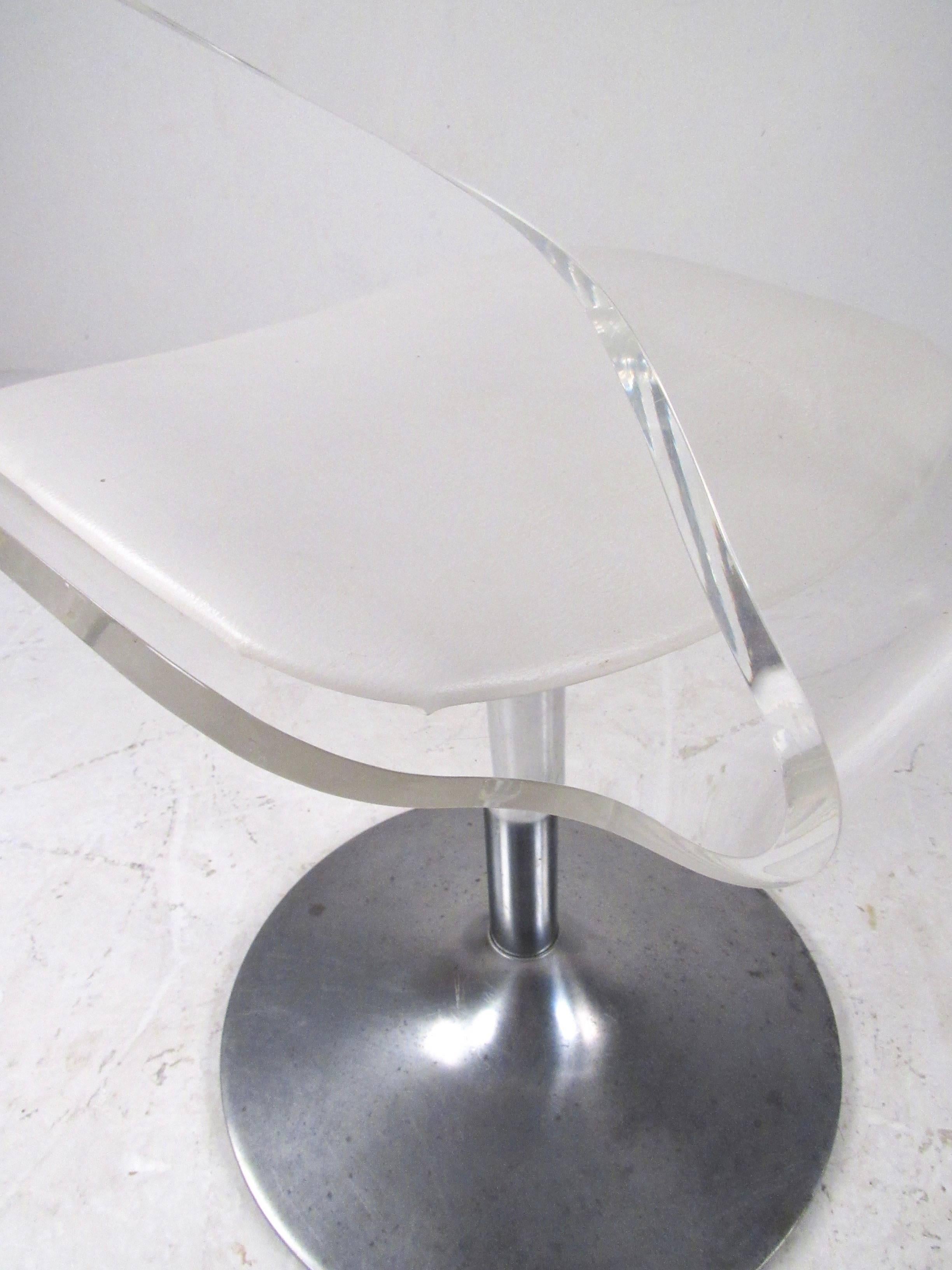 Vintage Modern Lucite Swivel Side Chair 1