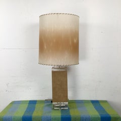 Vintage Modern Lucite Table Lamp with Cylindrical Shade