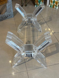 Vintage Modern Lucite X Base Cocktail Coffee Table Base