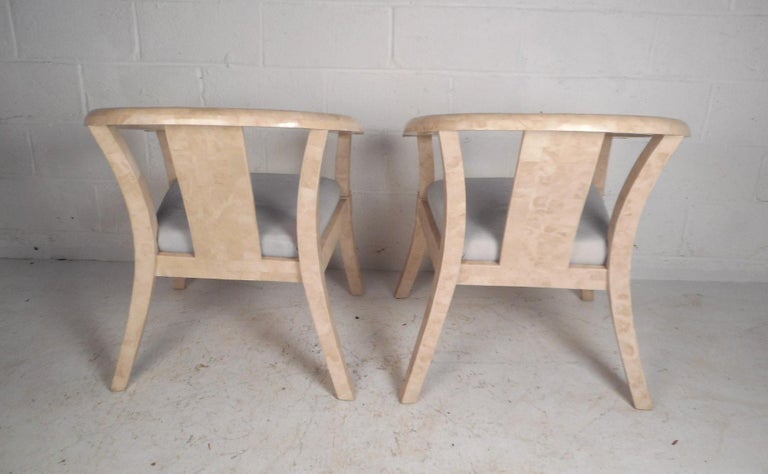 Vintage Modern Maitland Smith Tessellated Stone Game Table With Two Chairs