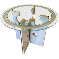 Vintage Modern Marble and Chrome Dining Table or Center Table