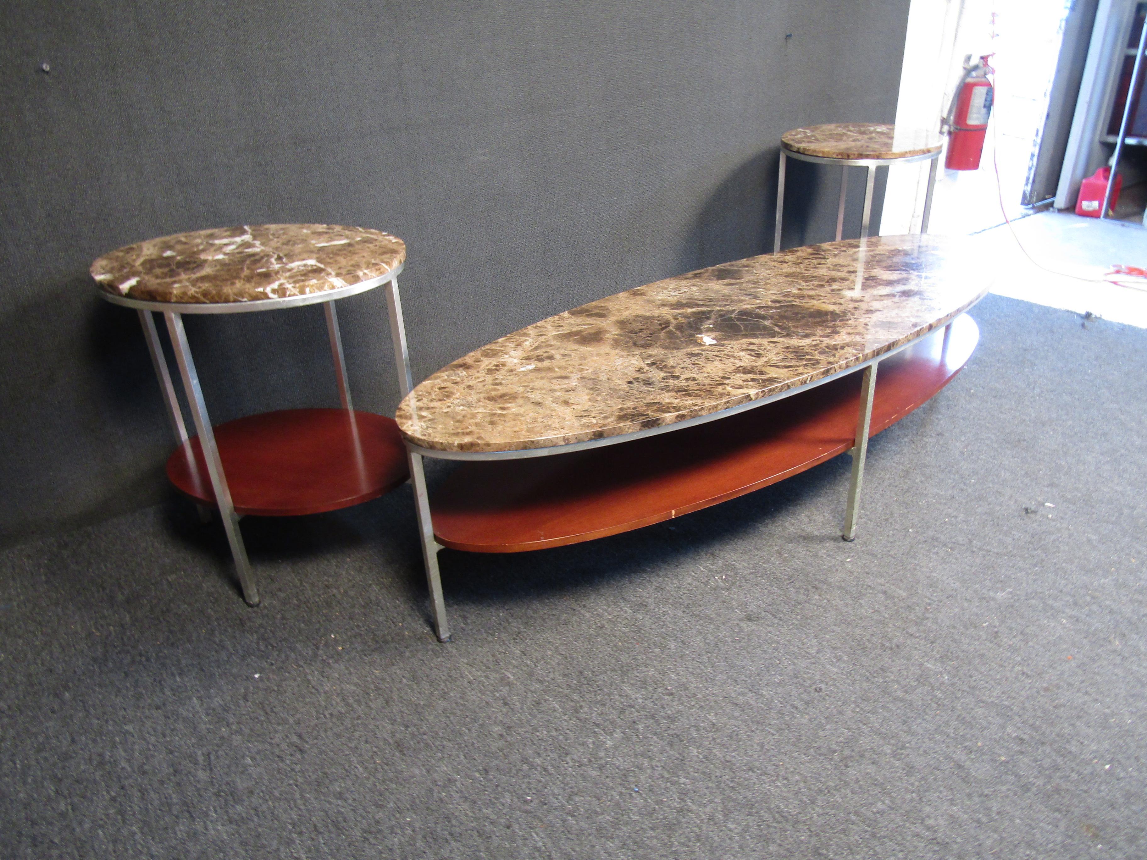 20th Century Vintage Modern Marble Coffee Table Set For Sale
