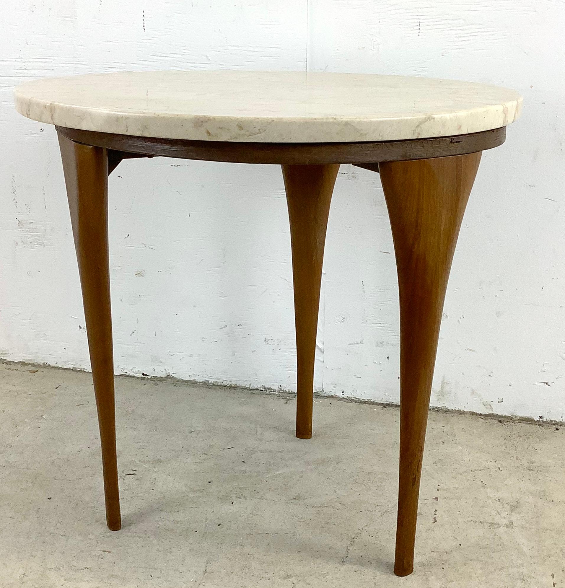 Mid-Century Modern Vintage Modern Marble Top Side Table- Italian Modern Design