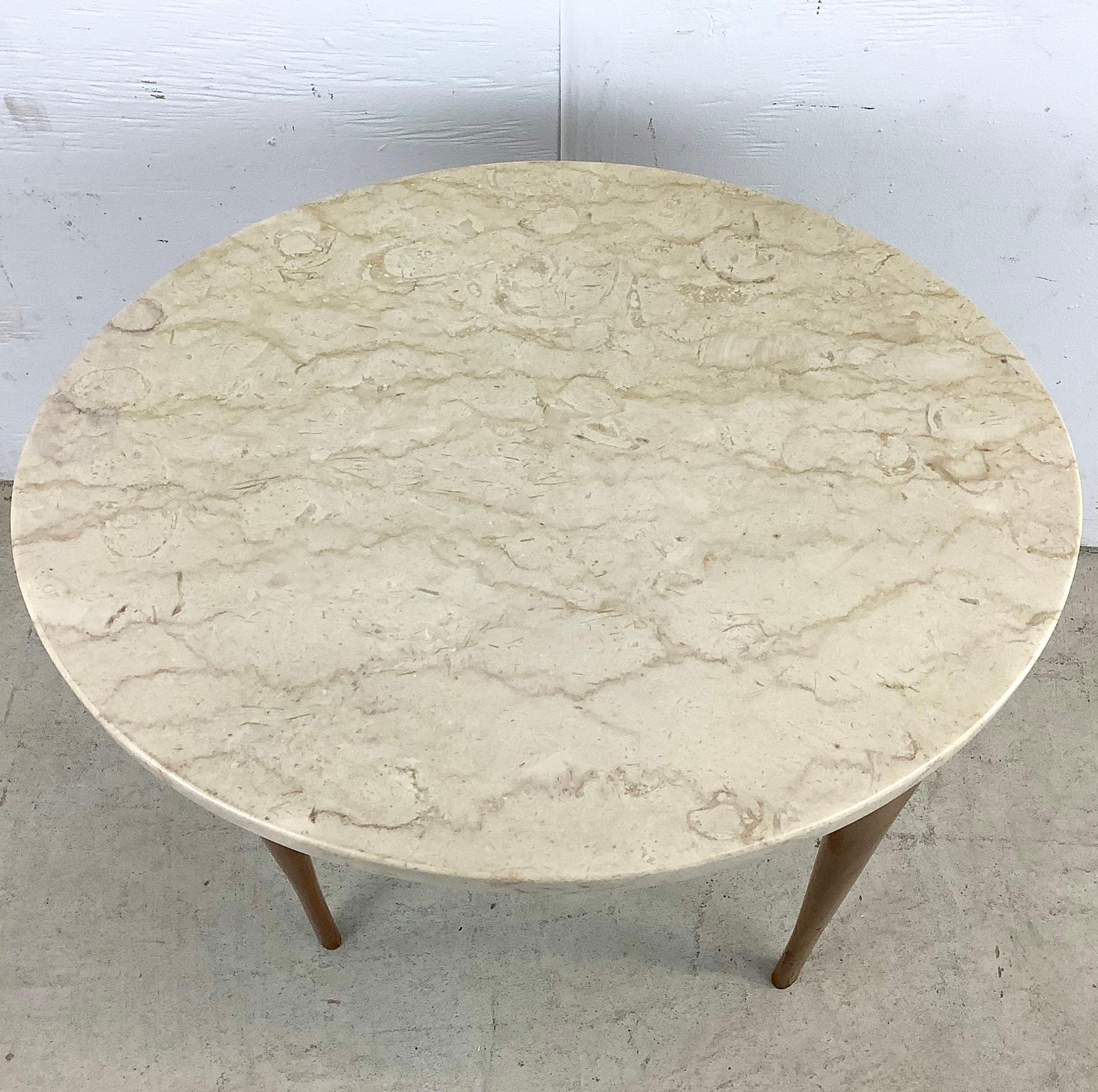 20th Century Vintage Modern Marble Top Side Table- Italian Modern Design