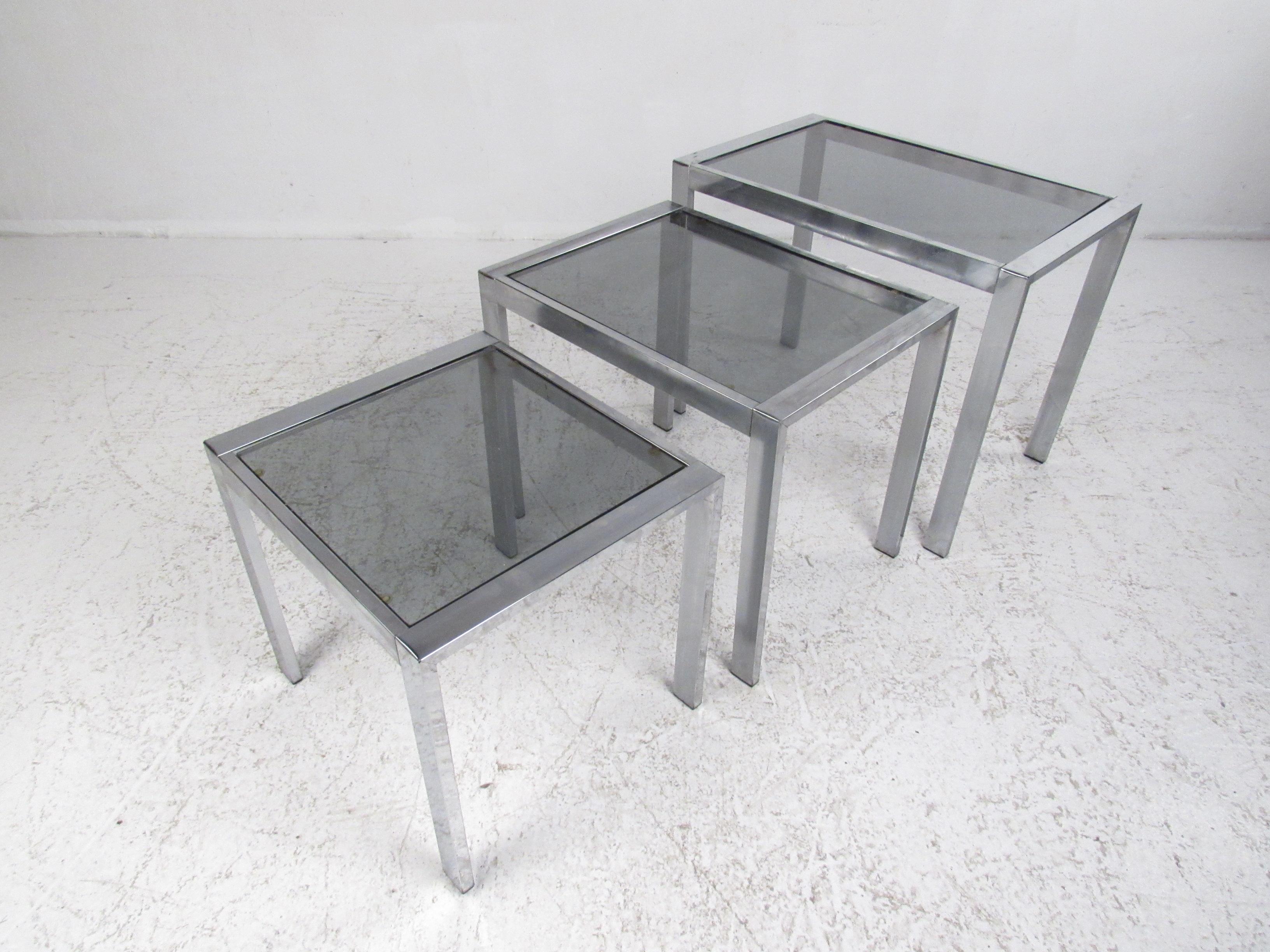 These charming tables will fit perfectly in and small nook or bedroom. They can function in a living room or family room as well. With a simple yet stylish design, these tables will catch the eye of anyone who sees them. Clean lines and