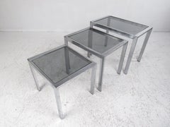 VIntage Modern Metal and Glass Nesting Tables