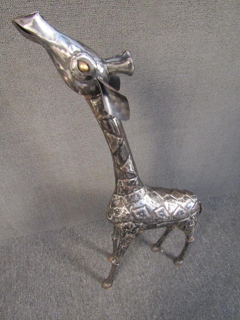 Vintage Modern Metal Giraffe Sculpture 1