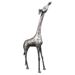 Vintage Modern Metal Giraffe Sculpture
