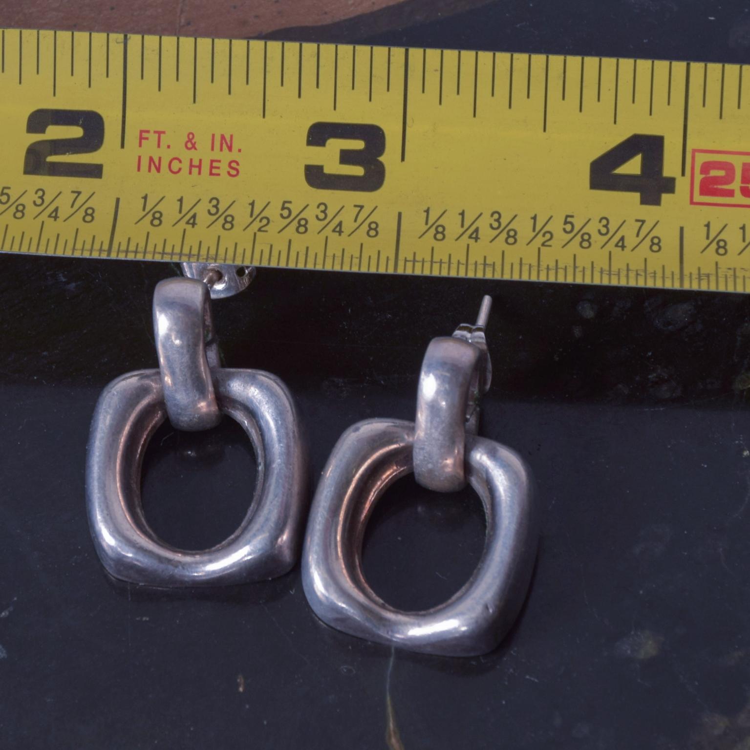 Vintage Modern Mexico Sterling Silver 925, Dangle Earrings, Taxco Designer 2