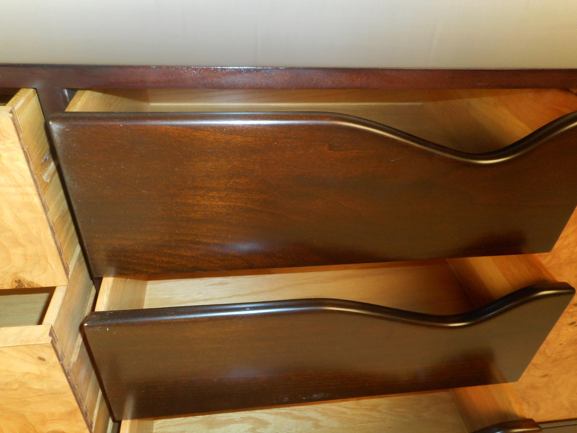 Late 20th Century Vintage Modern Milo Baughman Style Burl Credenza