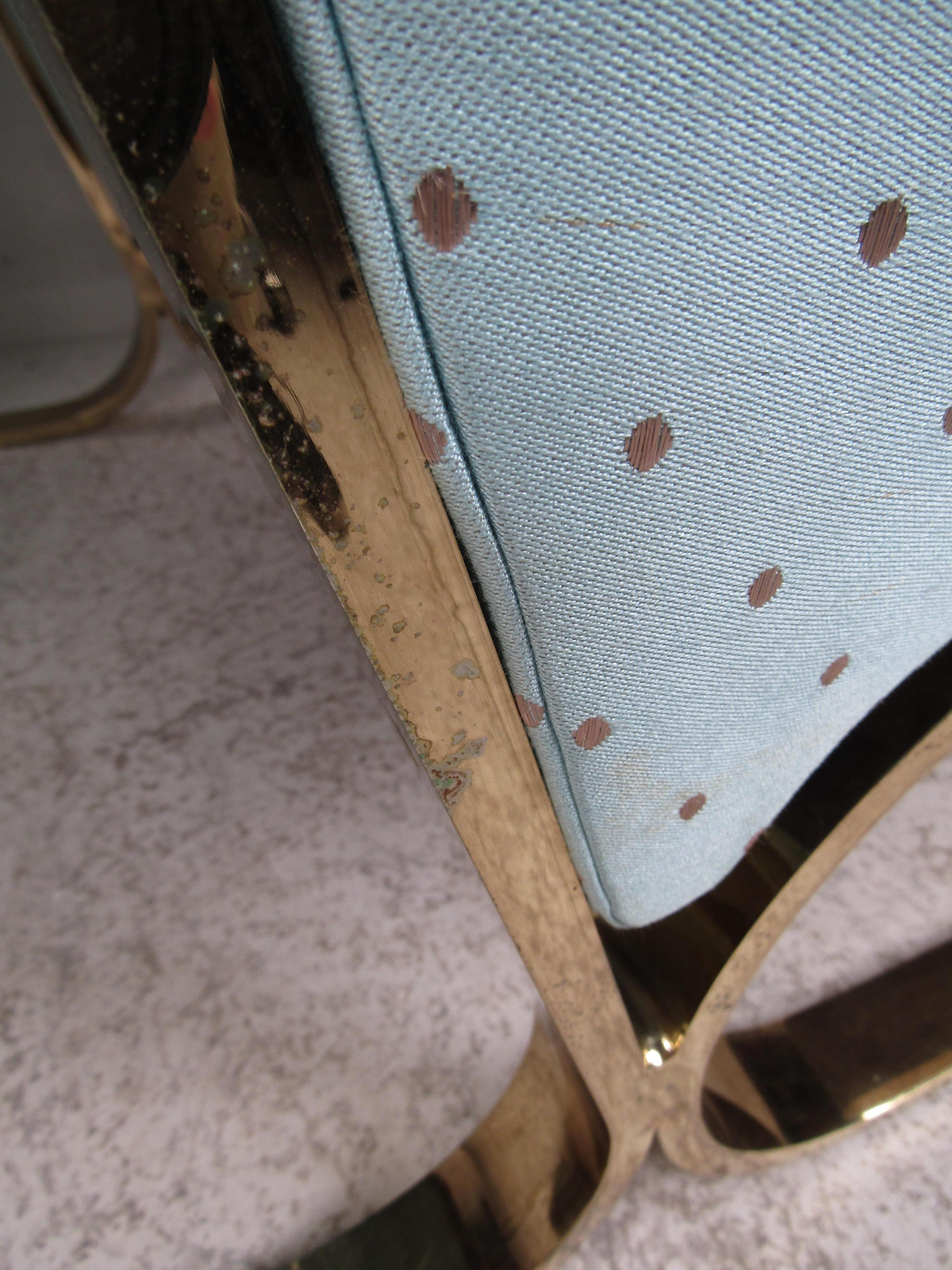 Brass Vintage Modern Milo Baughman Style Cantilever Lounge Chairs