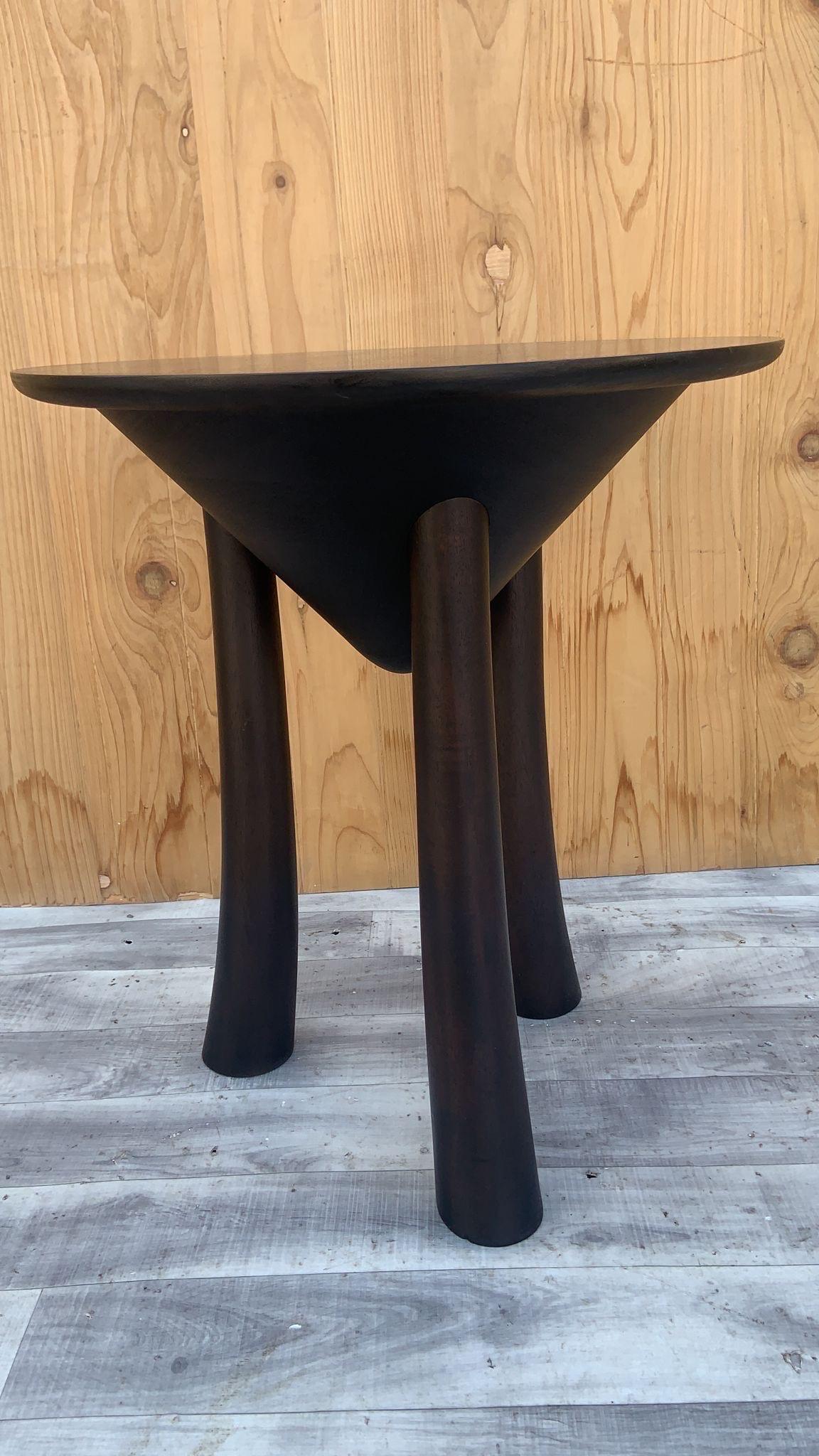 Vintage Modern Minimalist Sculpted 3 Arched Leg Side Table, Pair 1