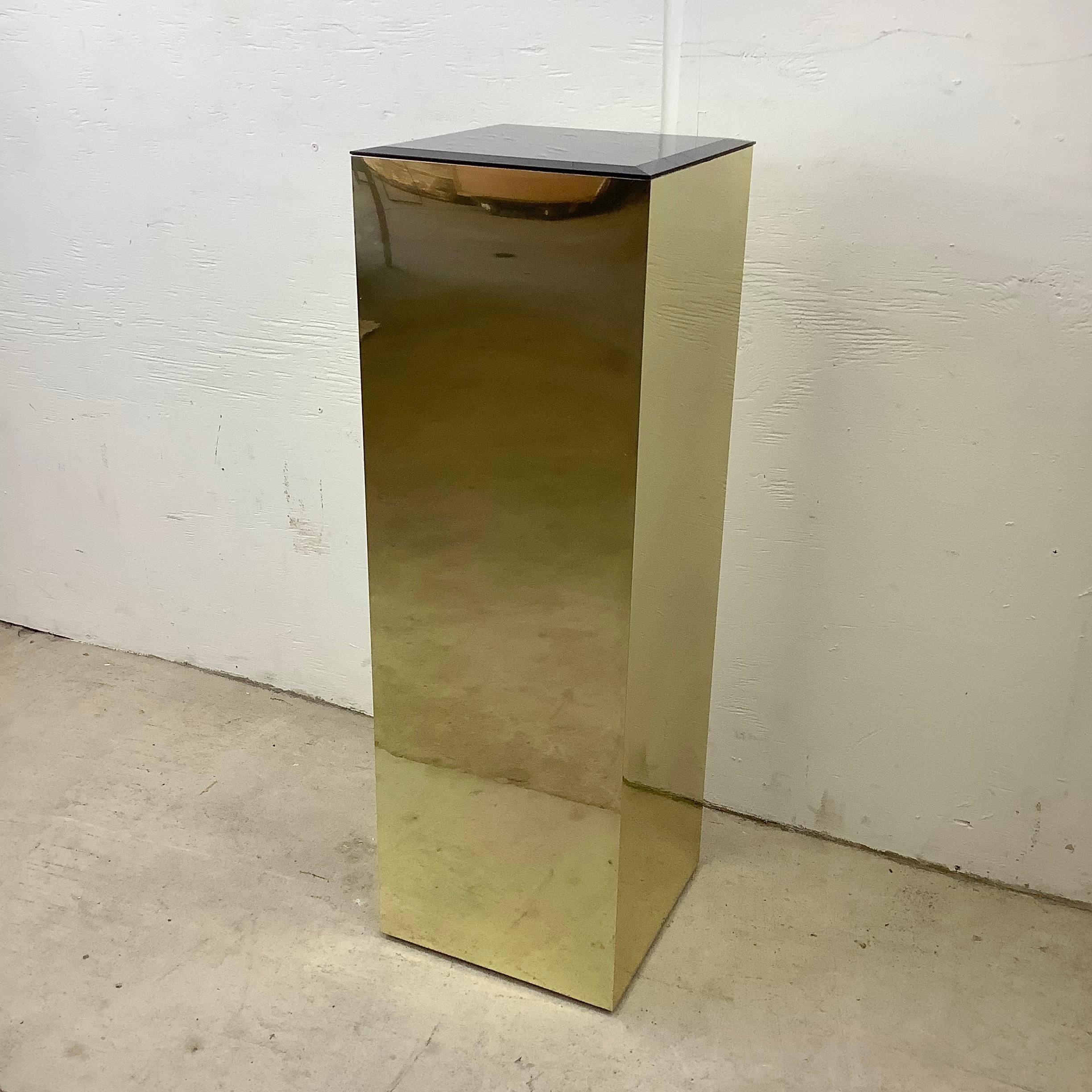 Moderne Vintage Modern Mirror Top Display Pedestal en vente