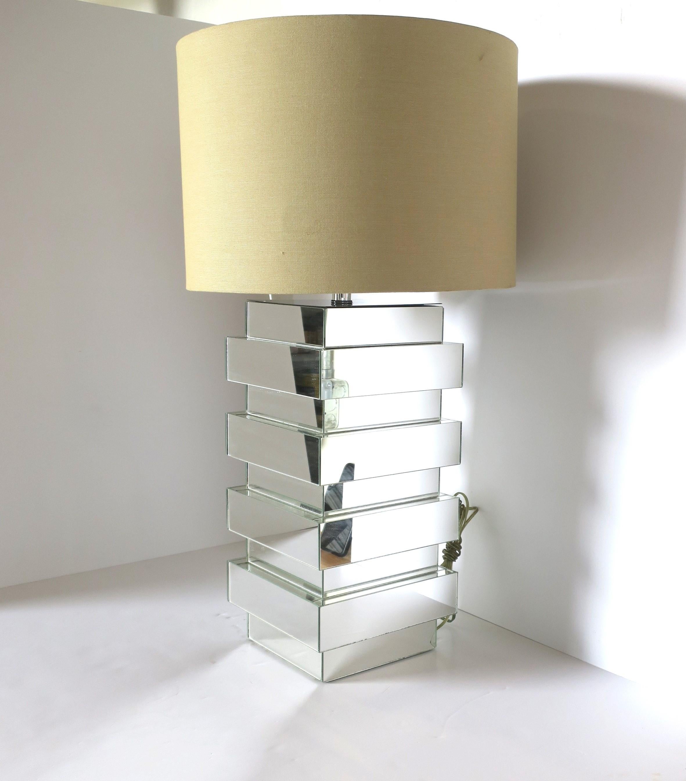 Modern Postmodern Mirrored Table Lamp, circa 1970s In Good Condition For Sale In New York, NY