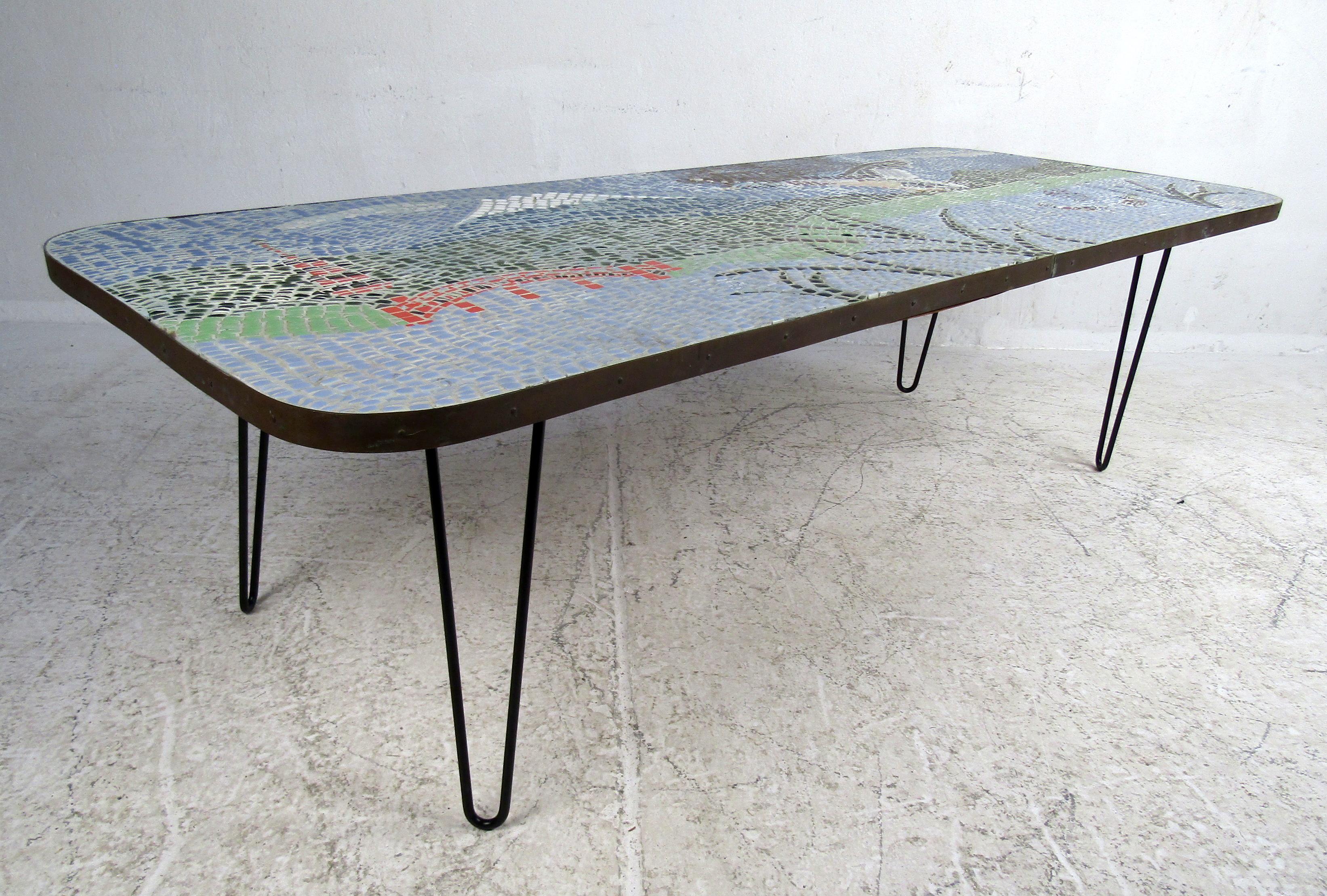 Vintage Modern Mosaic Coffee Table For Sale 6