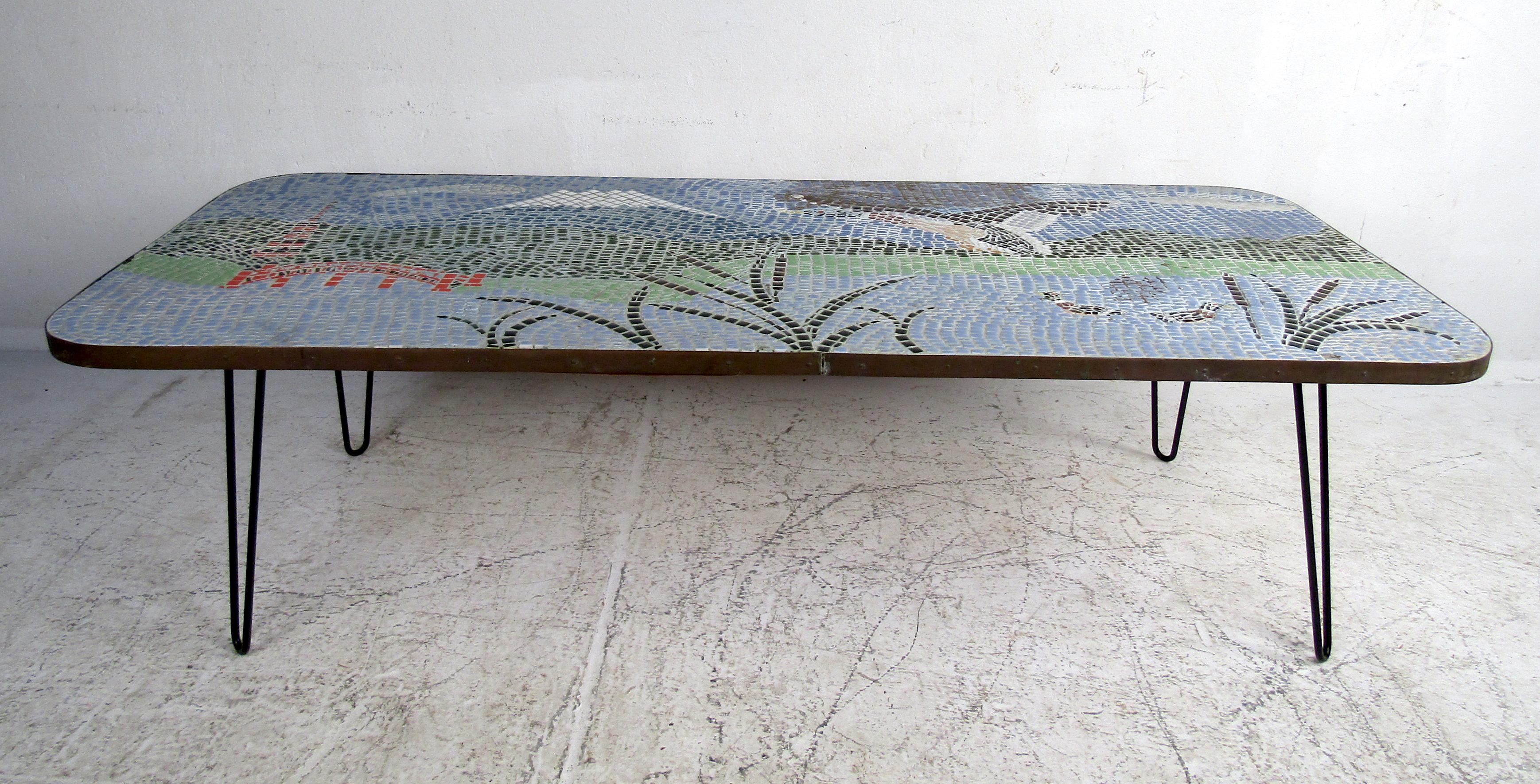 Mid-Century Modern Vintage Modern Mosaic Coffee Table For Sale