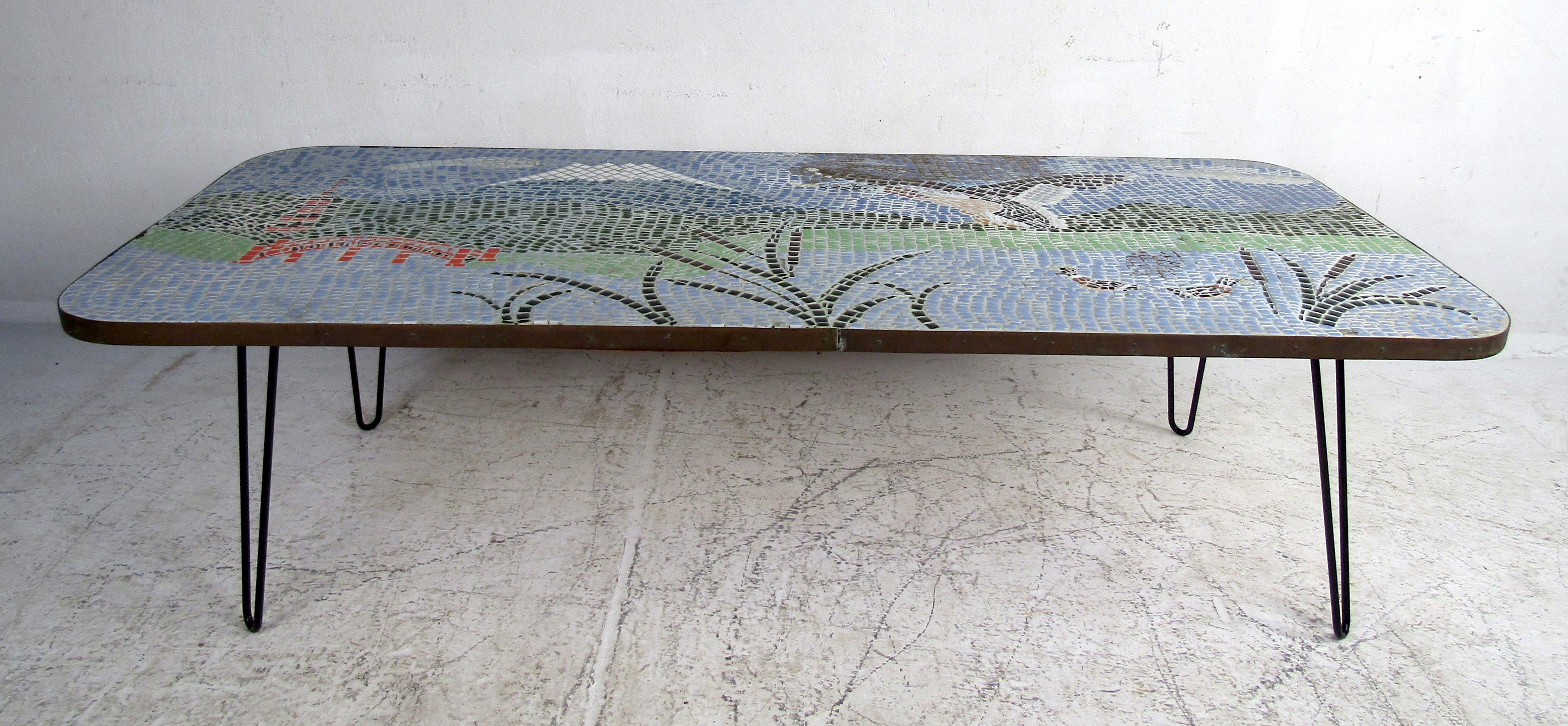 Vintage Modern Mosaic Coffee Table In Good Condition For Sale In Brooklyn, NY