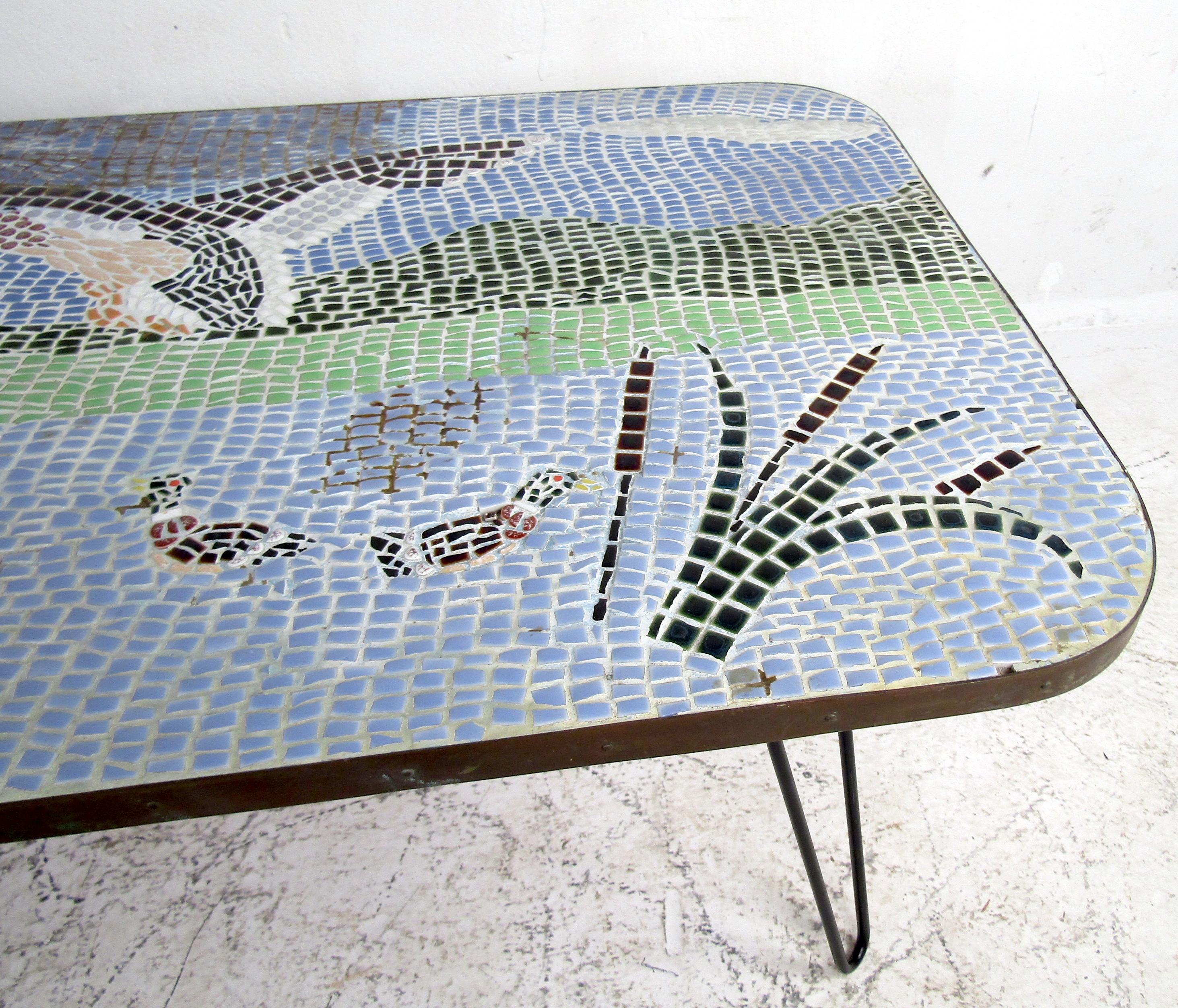 Vintage Modern Mosaic Coffee Table For Sale 1