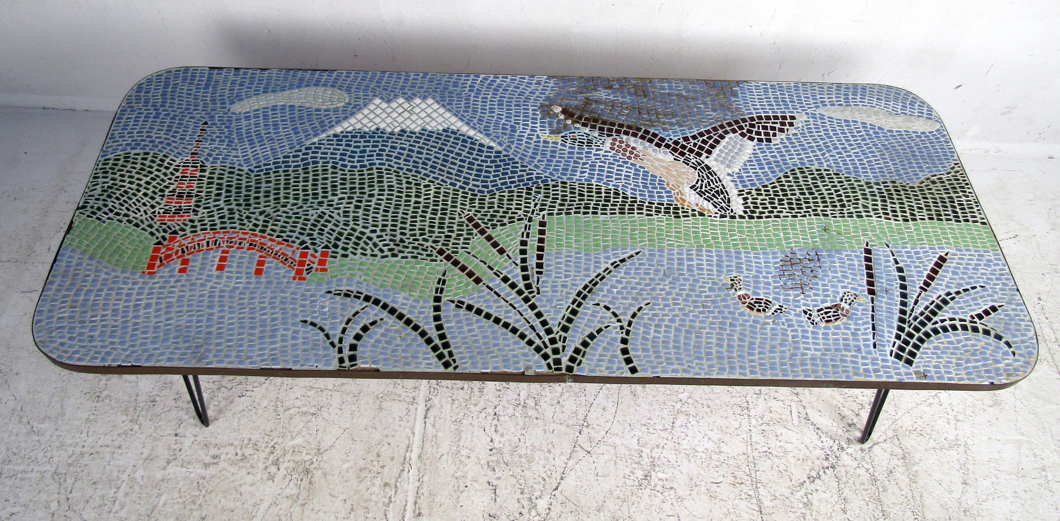 Vintage Modern Mosaic Coffee Table For Sale 2