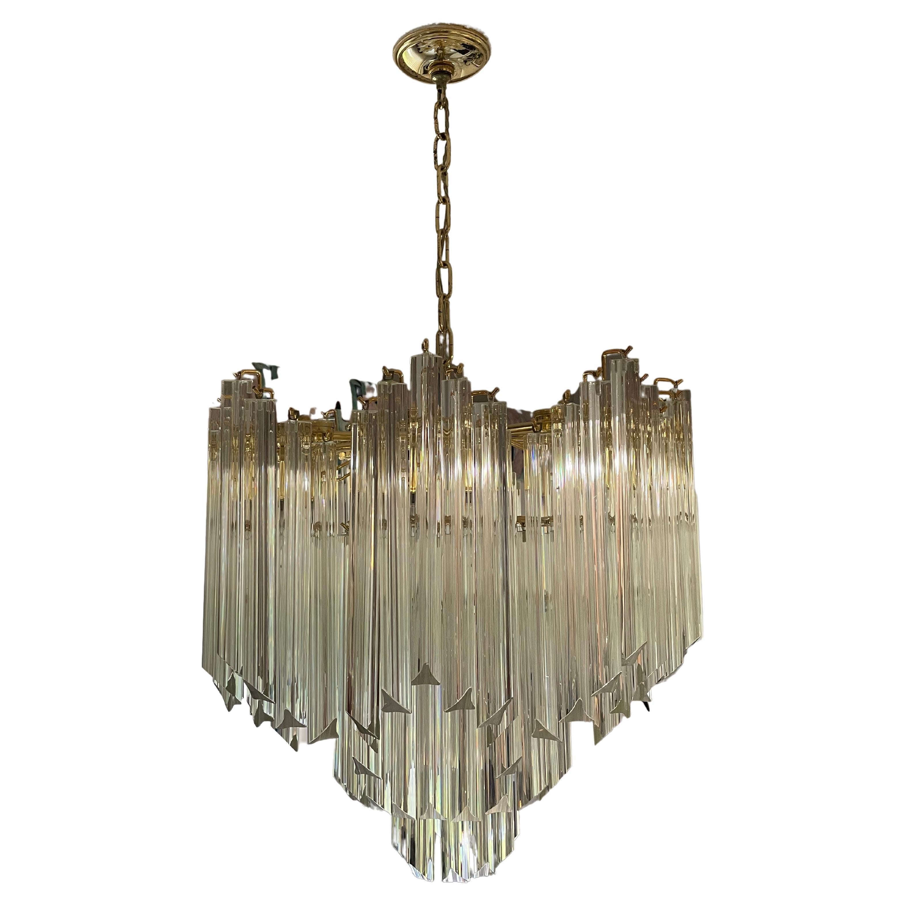 Venini Style MultiTier Chandelier with Smoked Mirrored and Hand