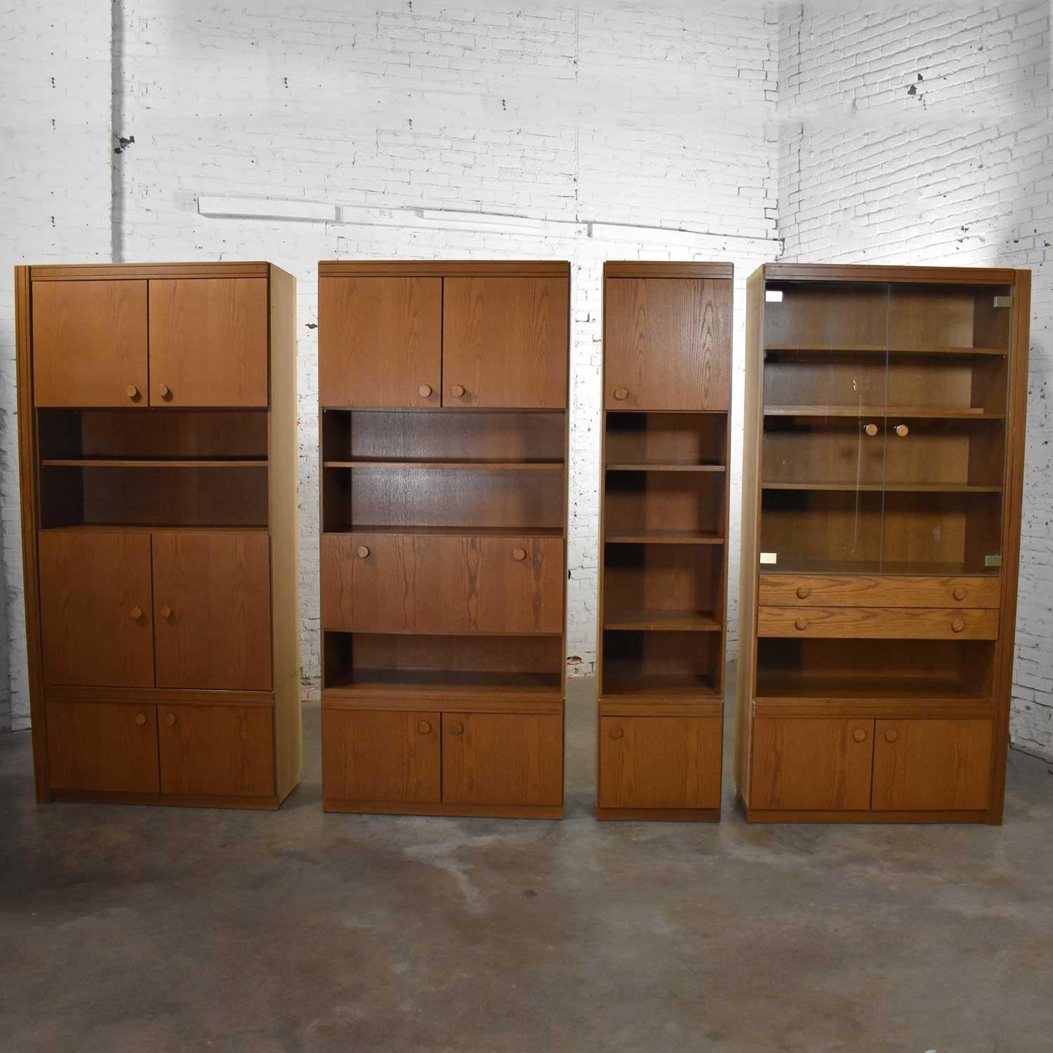 Vintage Modern Oak 4 Section Modular Wall Unit from Lord Series by Kämper Intl. 4