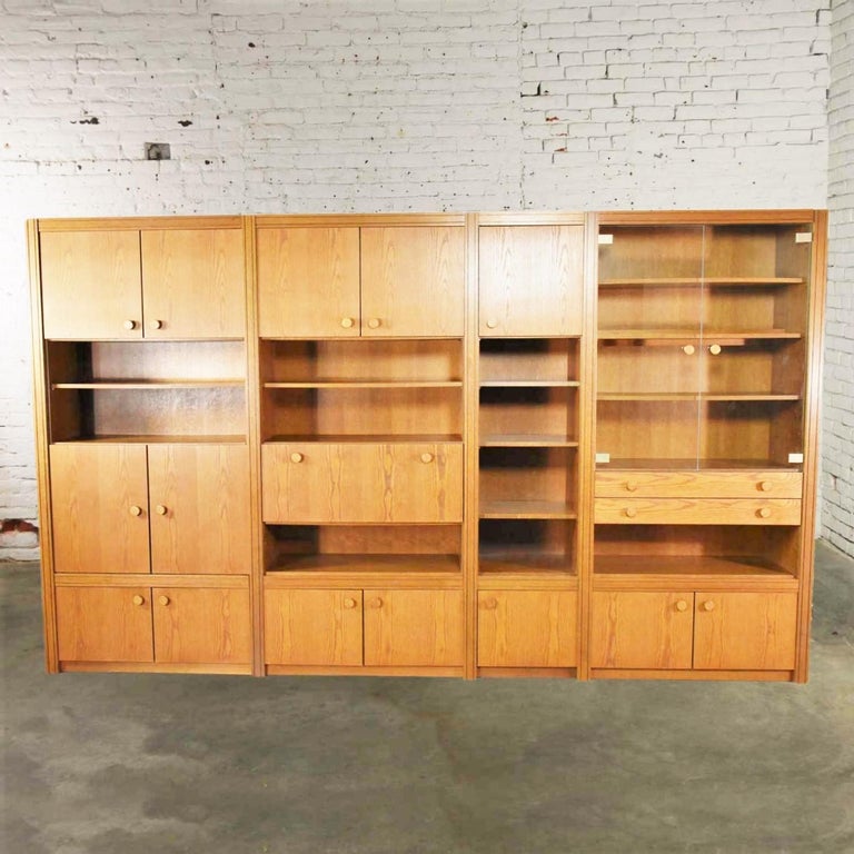 Vintage Modern Oak 4 Section Modular Wall Unit from Lord Series by