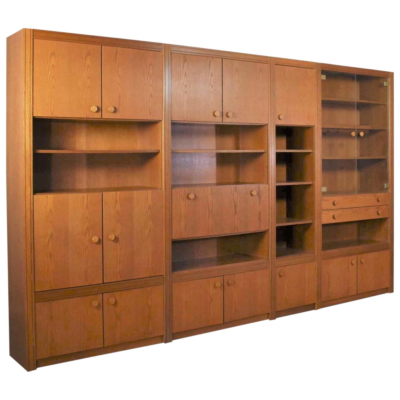 Vintage Modern Oak 4 Section Modular Wall Unit from Lord Series by Kämper Intl.