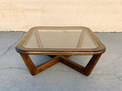 Vintage Modern Oak and Glass Coffee Table