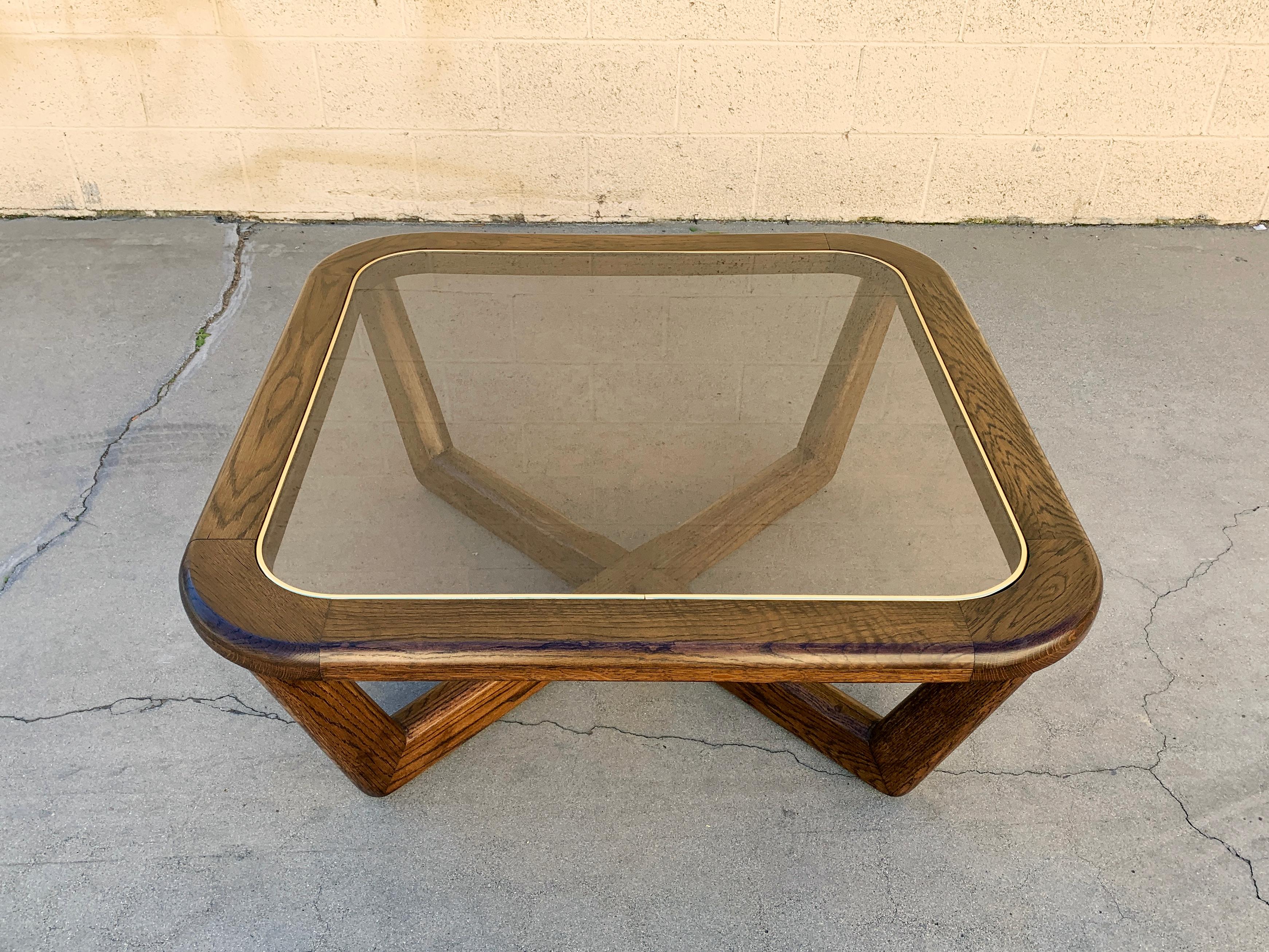 Mid-Century Modern Vintage Modern Oak and Glass Coffee Table