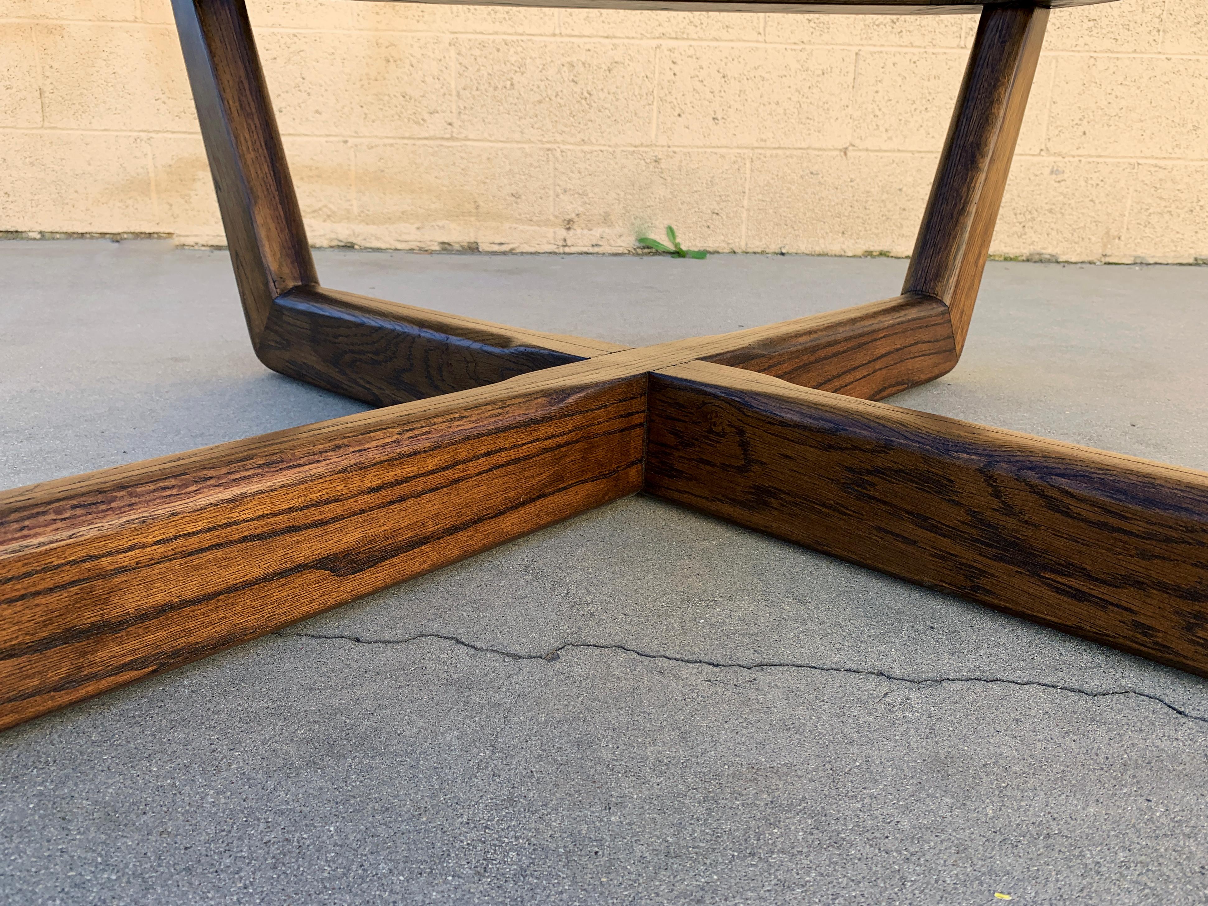 Vintage Modern Oak and Glass Coffee Table In Good Condition In Alhambra, CA