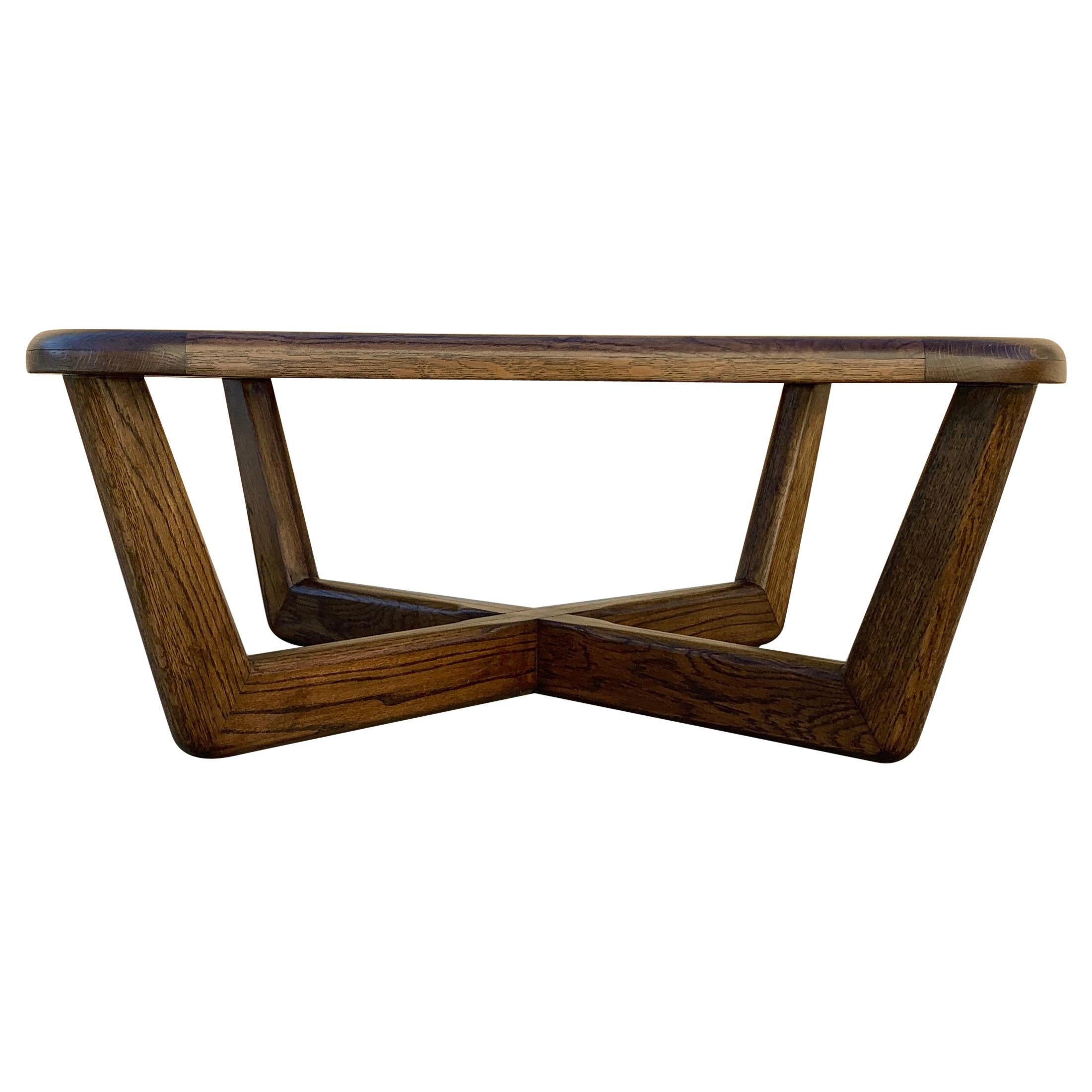 Vintage Modern Oak and Glass Coffee Table