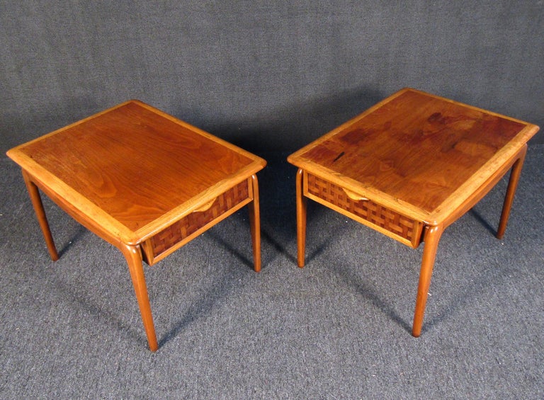 Mid-Century Modern Vintage Modern Oak and Walnut End Tables by Lane For Sale