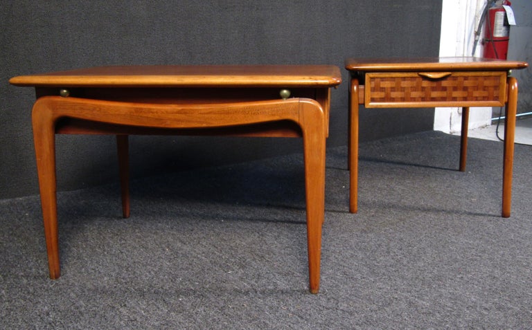 Mid-20th Century Vintage Modern Oak and Walnut End Tables by Lane For Sale