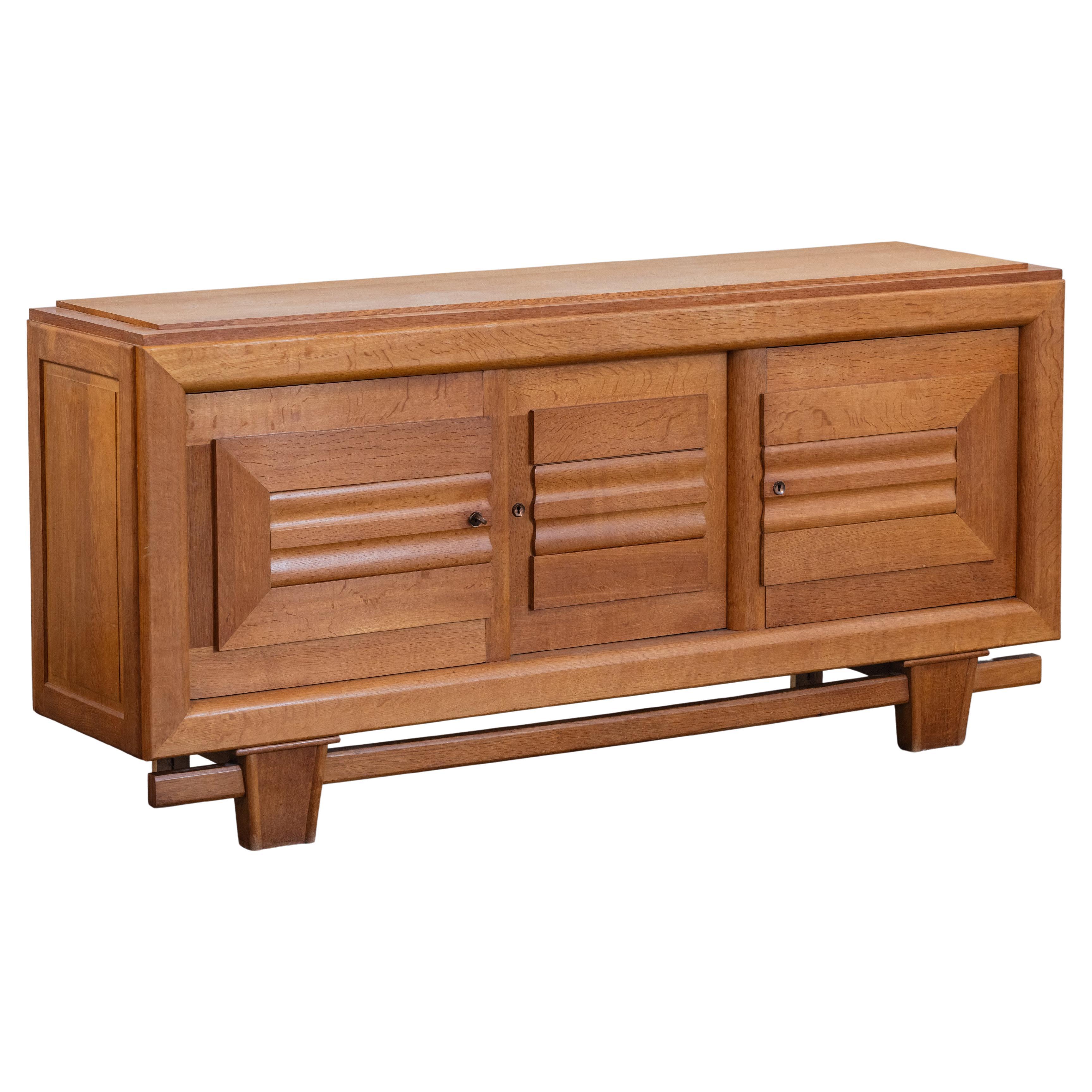 Vintage Modern Oak Credenza From France, Circa 1960 For Sale