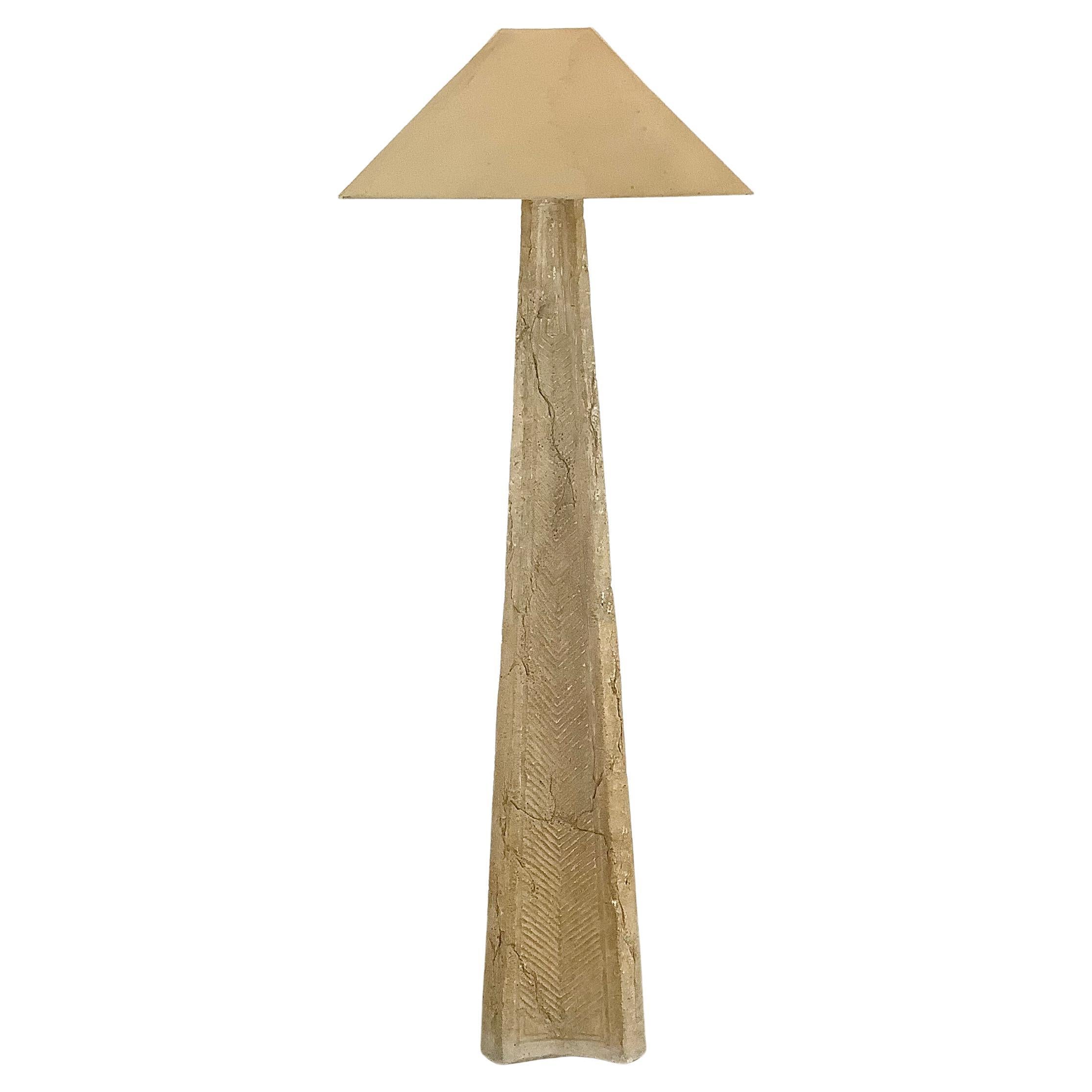 Vintage Modern Obelisk Floor Lamp With Textured Stone Finish