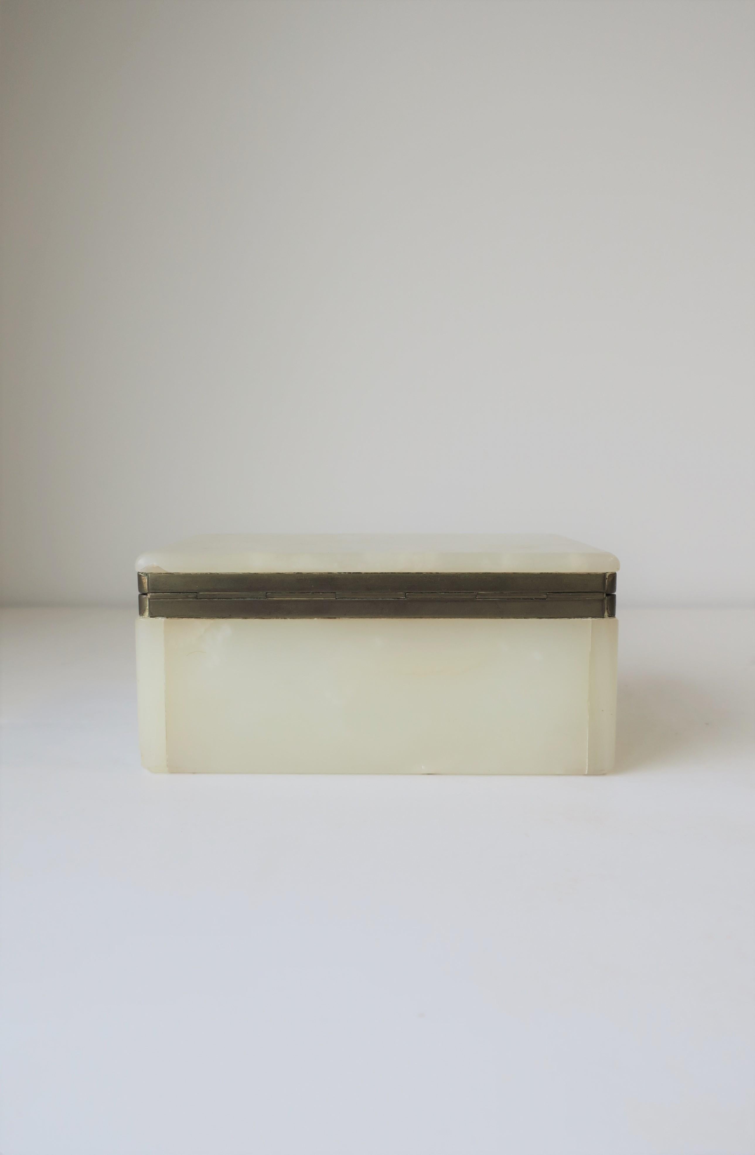 Modern White Onyx Marble and Brass Jewelry Box from Belgium 10