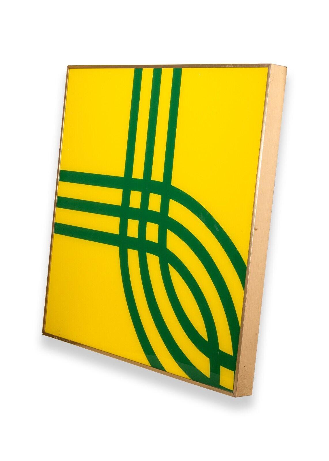 American Vintage Modern Op Art Abstract Yellow Green Lines by Turner MFG Co Chicago 1970s