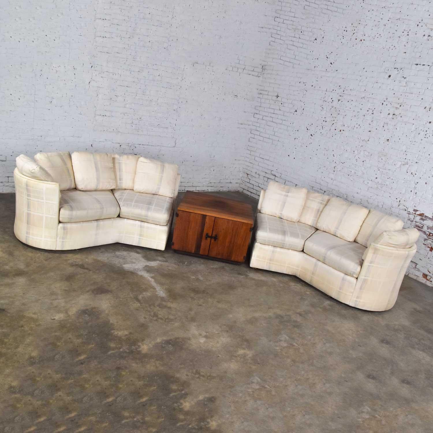 20th Century Vintage Modern or Art Deco Revival Two Piece Angled Sectional Sofa by Dansen