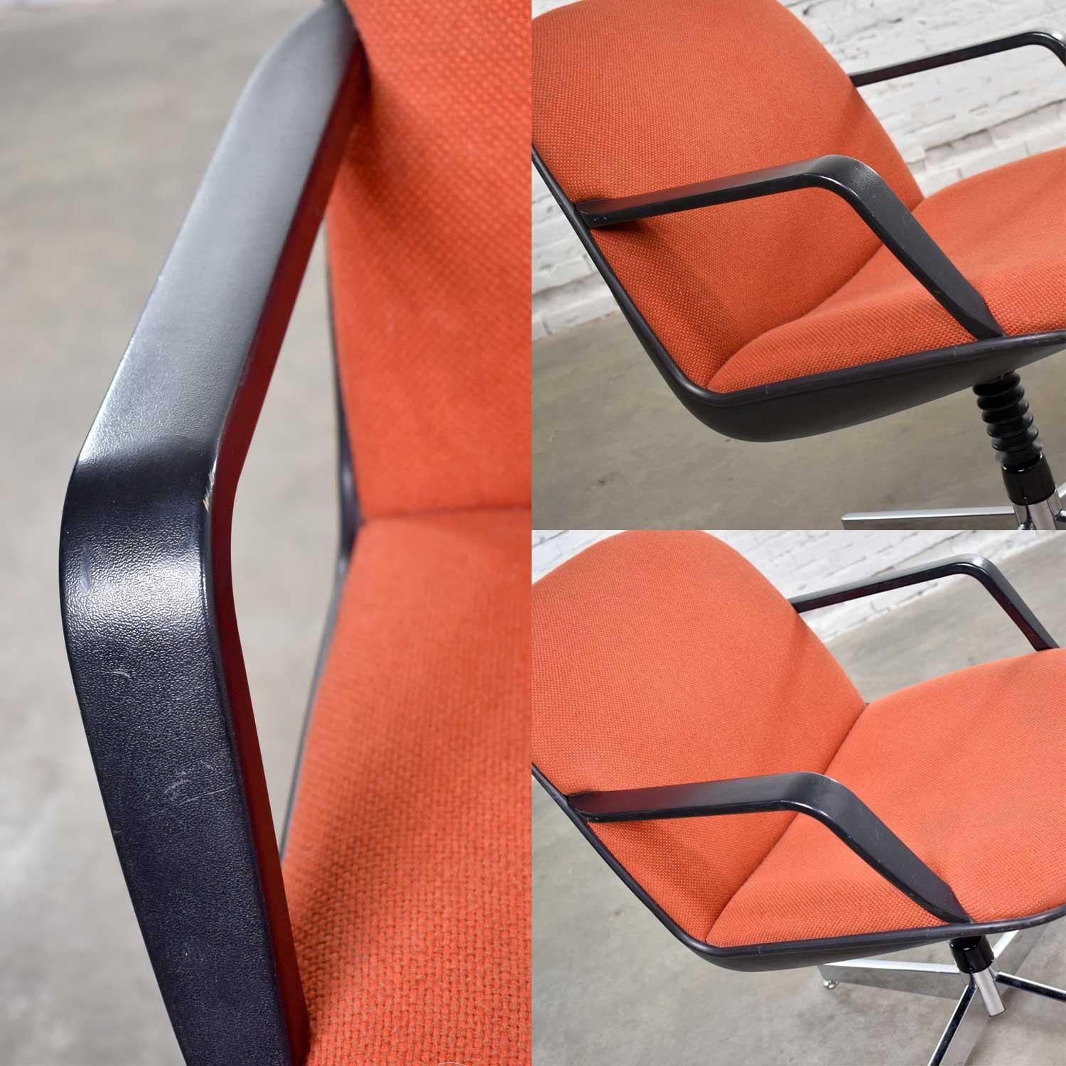 Vintage Modern Orange Fabric Hon Armchair Style of Charles Pollock for Knoll 1