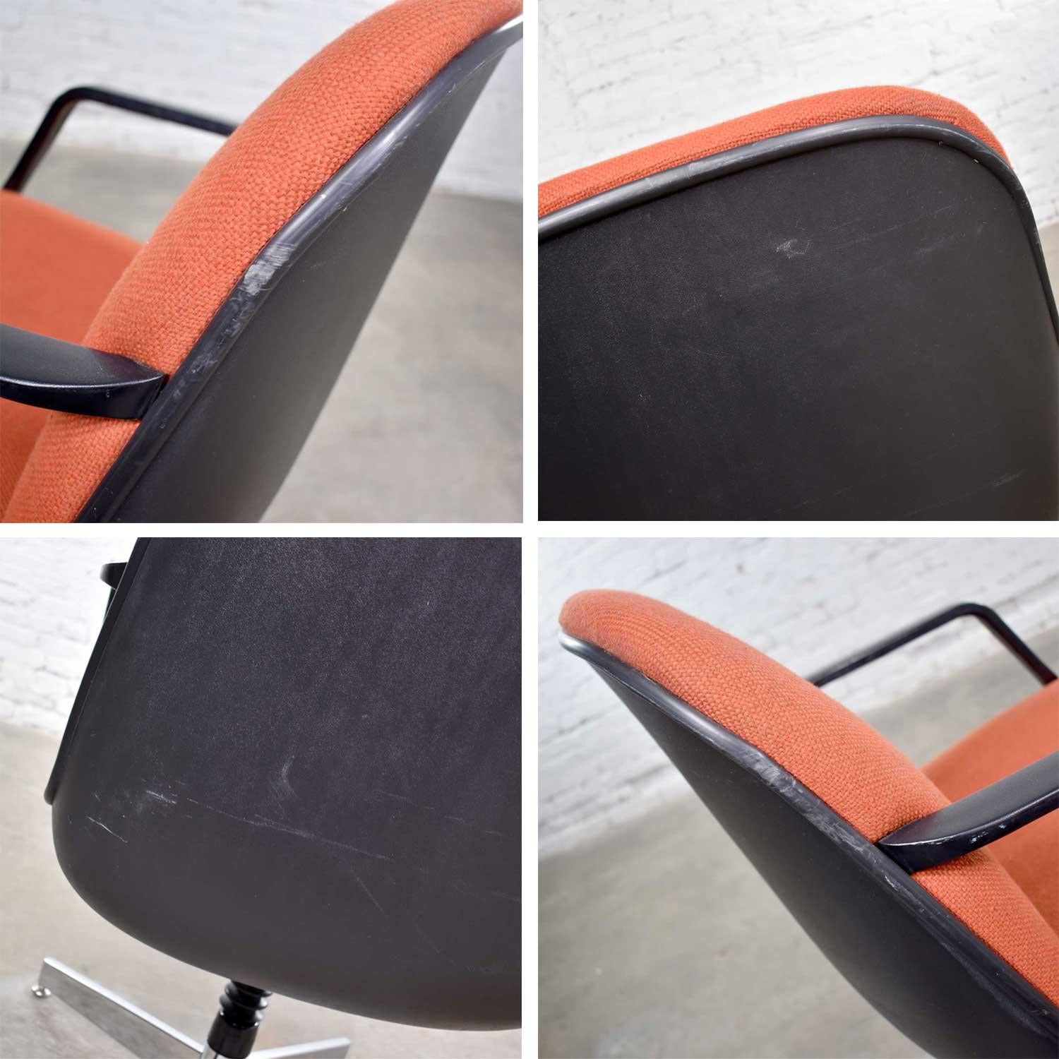 Vintage Modern Orange Fabric Hon Armchair Style of Charles Pollock for Knoll 3