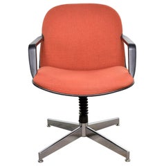 Vintage Modern Orange Fabric Hon Armchair Style of Charles Pollock for Knoll